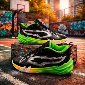 PUMA Scoot Zeros 2K Red Black Fluo Green 309841-01 Men’s Basketball Size 9.5